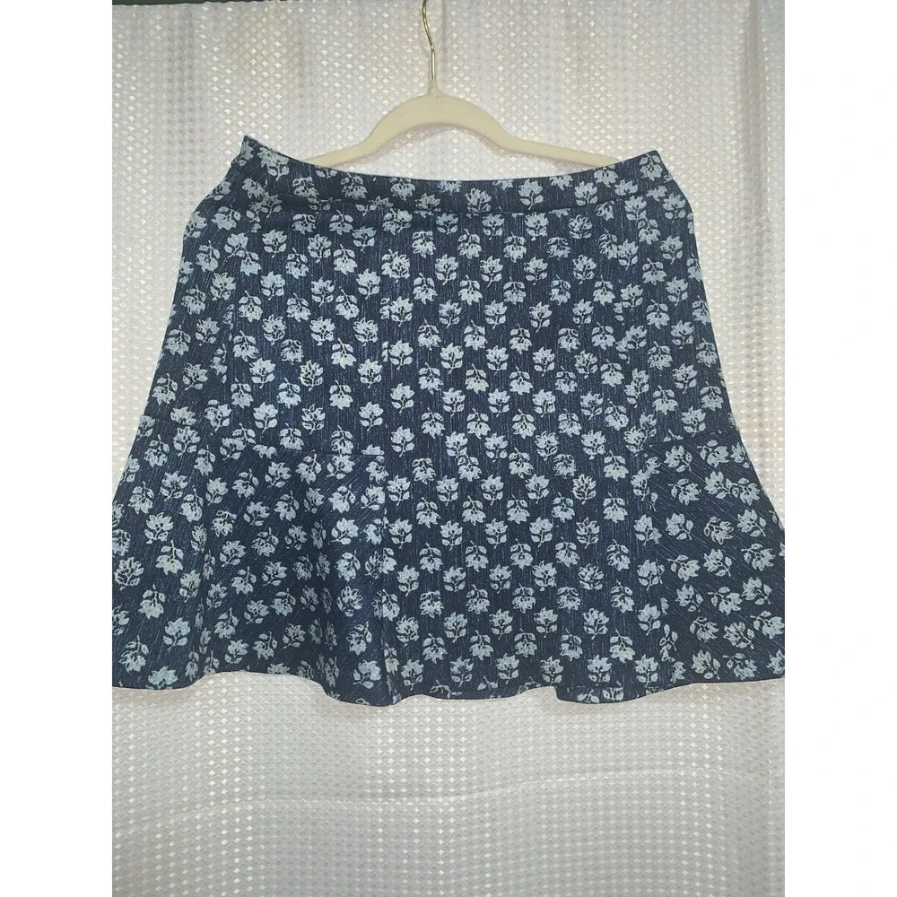 NWT‎ Michael Kors Floral Print Circle Skirt Heritage Blue Sz 6